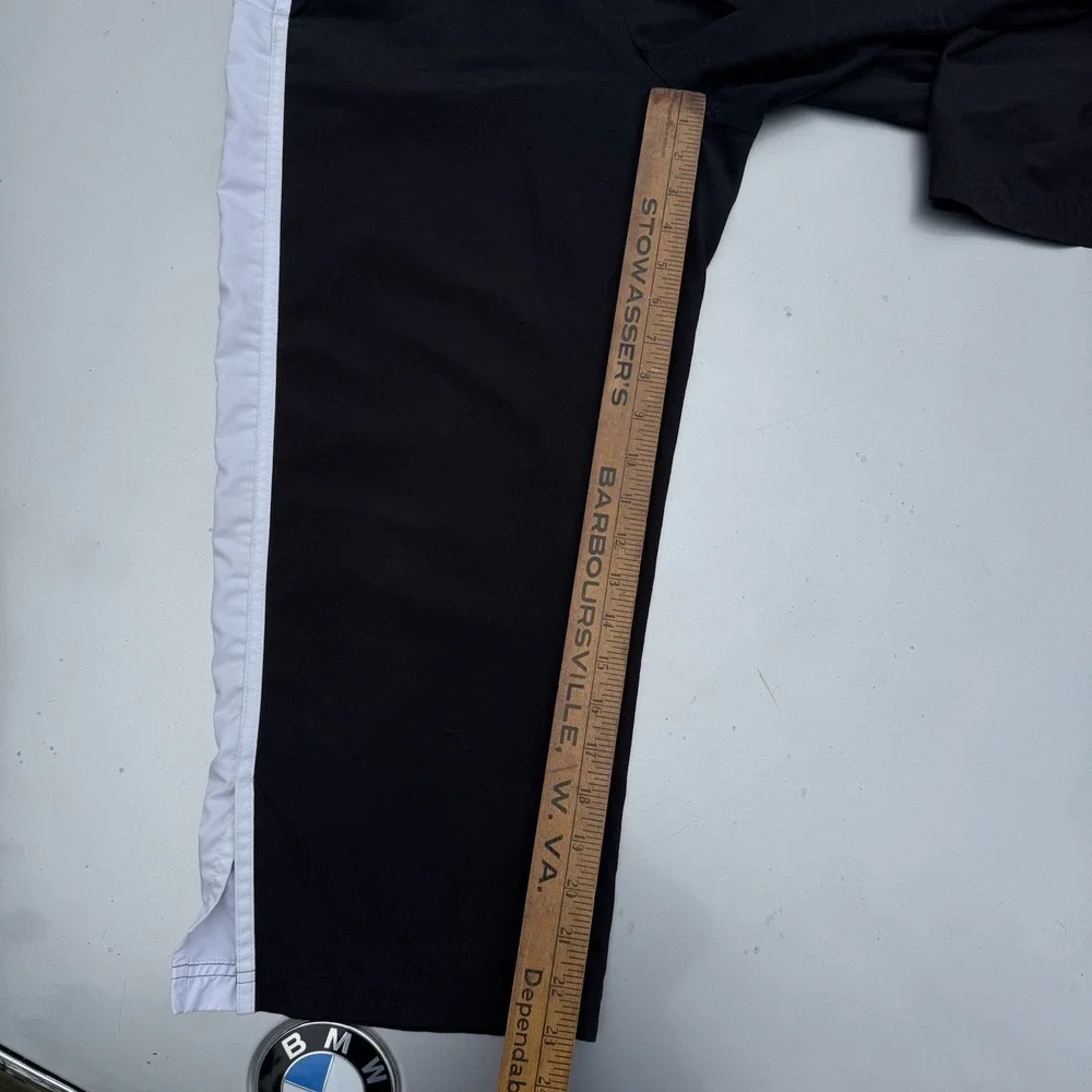 00s Nike Track Pants Striped Poly Sweatpants Size LG 10/12 Black/white Classic